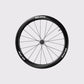 Roue avant en carbone UD Elitewheels Marvel II 50D avec logo blanc argent et rayonnage droit (Argent) (50 mm)