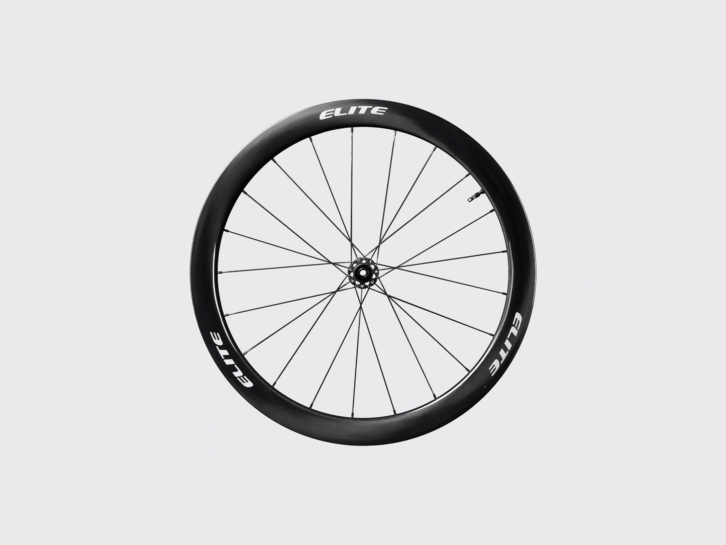 Roue avant en carbone UD Elitewheels Marvel II 50D avec logo blanc argent et rayonnage droit (Argent) (50 mm)