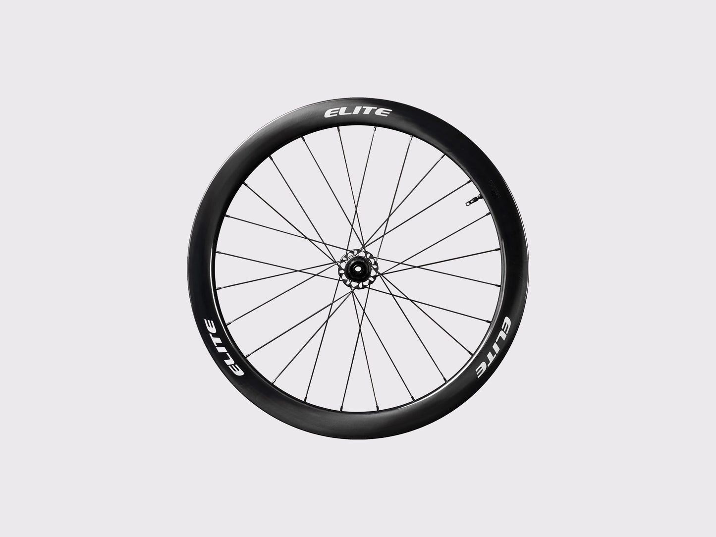 Roue avant en carbone UD Elitewheels Marvel II 50D avec logo blanc argent et rayonnage droit (Argent) (50 mm)