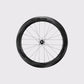 Roue de velo de route Elitewheels Marvel II 65D vue de face montrant le rayonnage 24 trous et la jante carbone (Noir) (65 mm)