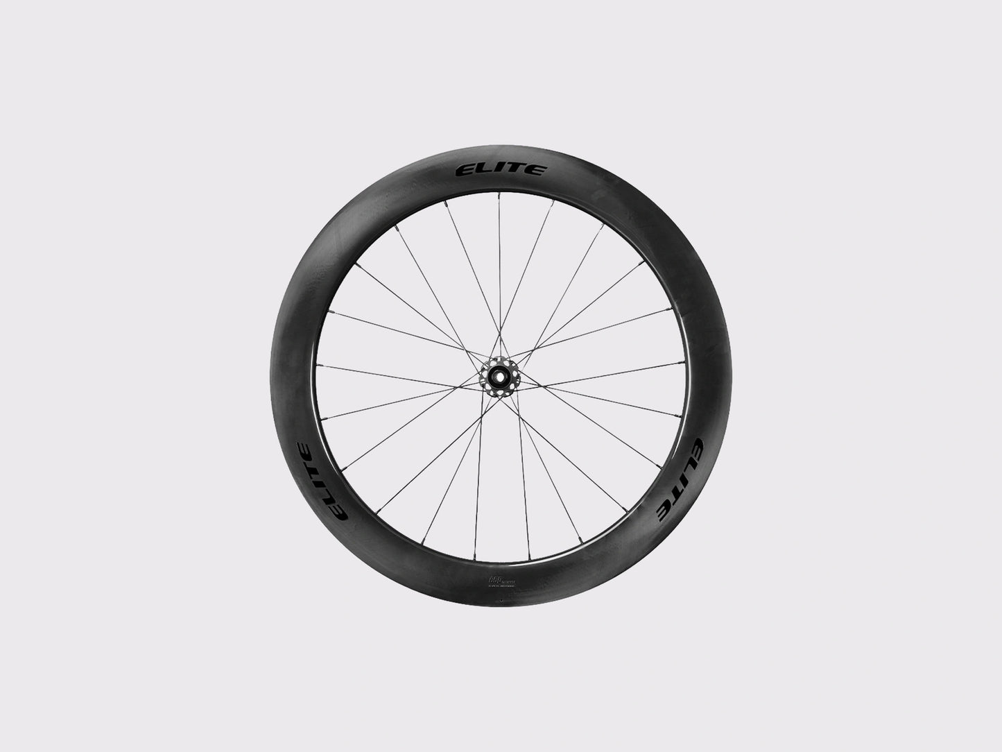 Roue carbone profil 65mm Elitewheels Marvel II Disc vue de profil sur fond neutre studio (Noir) (65 mm)