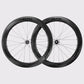 Paire de roues carbone route Elitewheels Marvel II 65D avant et arriere positionnees de face (Noir) (65 mm)