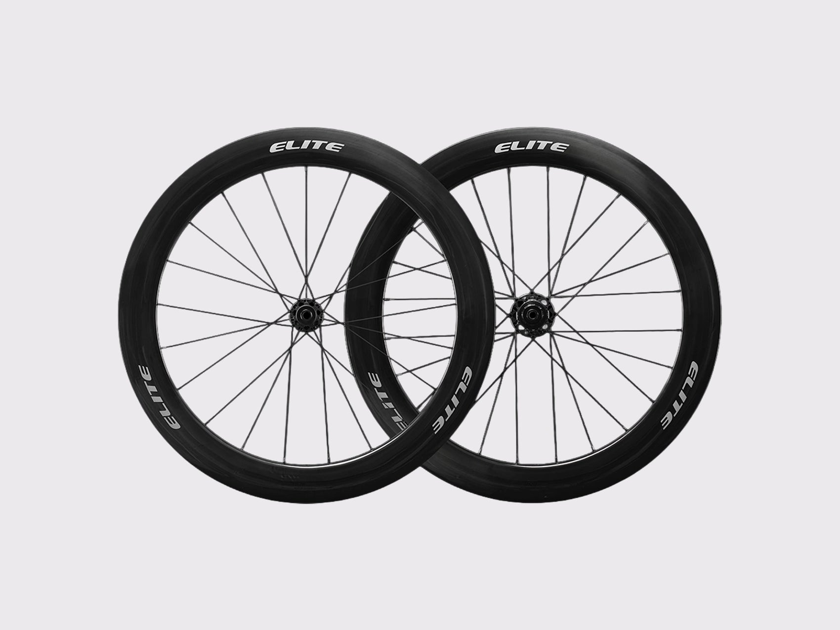 Paire de roues de profil Elitewheels Marvel II 65D jante carbone profil 36mm et logo blanc argent (Argent) (65 mm)