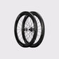 Paire de roues carbone route Elitewheels Marvel II 65D avec marquage blanc argent et axes traversants (Argent) (65 mm)