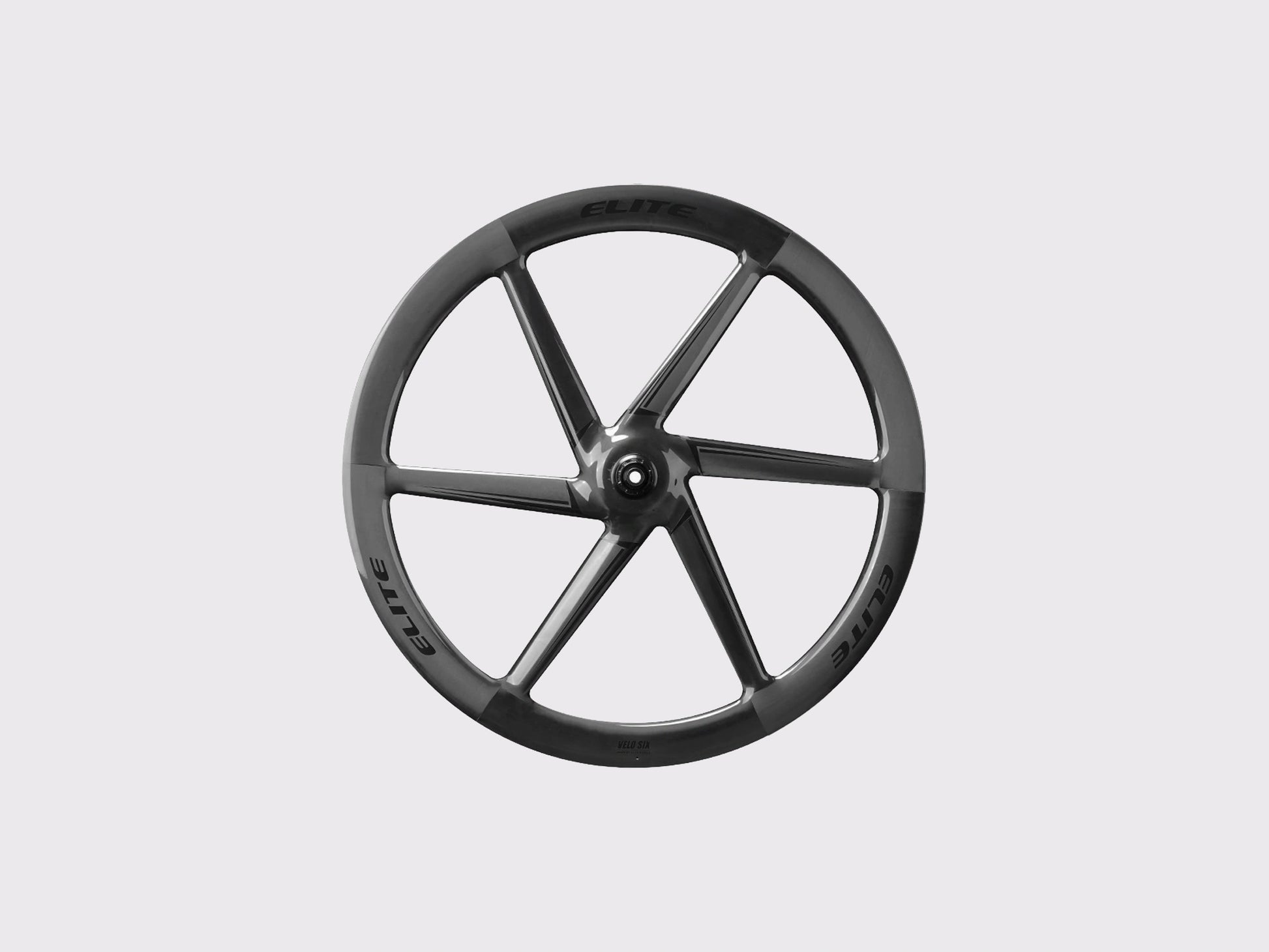 Roue carbone monocoque Elitewheels Velo Six II Disc vue de face profil carbone UD