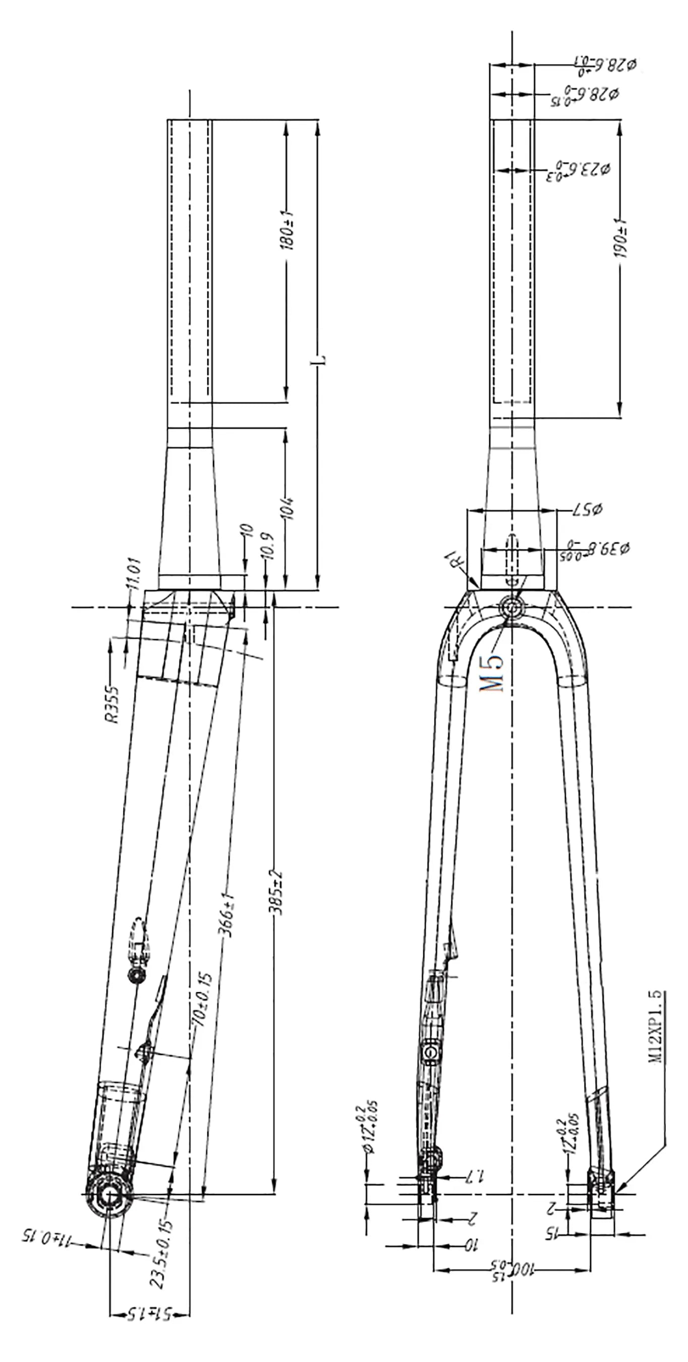 FOURCHE | CYKL | GRAVEL | CARBONE Entraxe 385 mm - CYKL.STORE