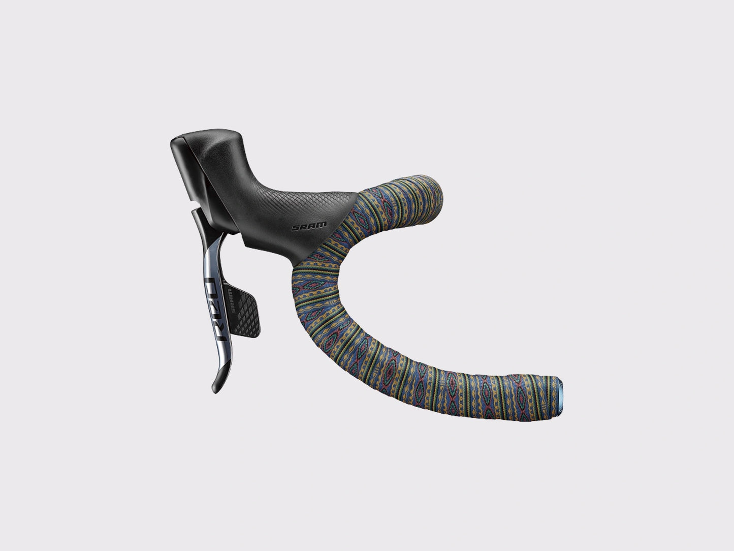 Ruban de cintre texturé pour vélo de route et gravel monté sur cintre avec manette SRAM Red (Geom Blue)