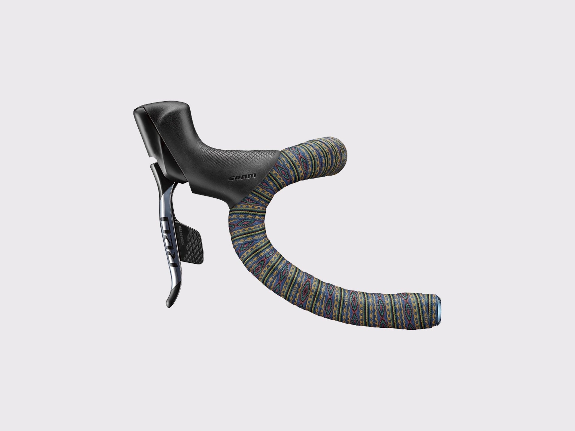 Ruban de cintre texturé pour vélo de route et gravel monté sur cintre avec manette SRAM Red (Geom Blue)