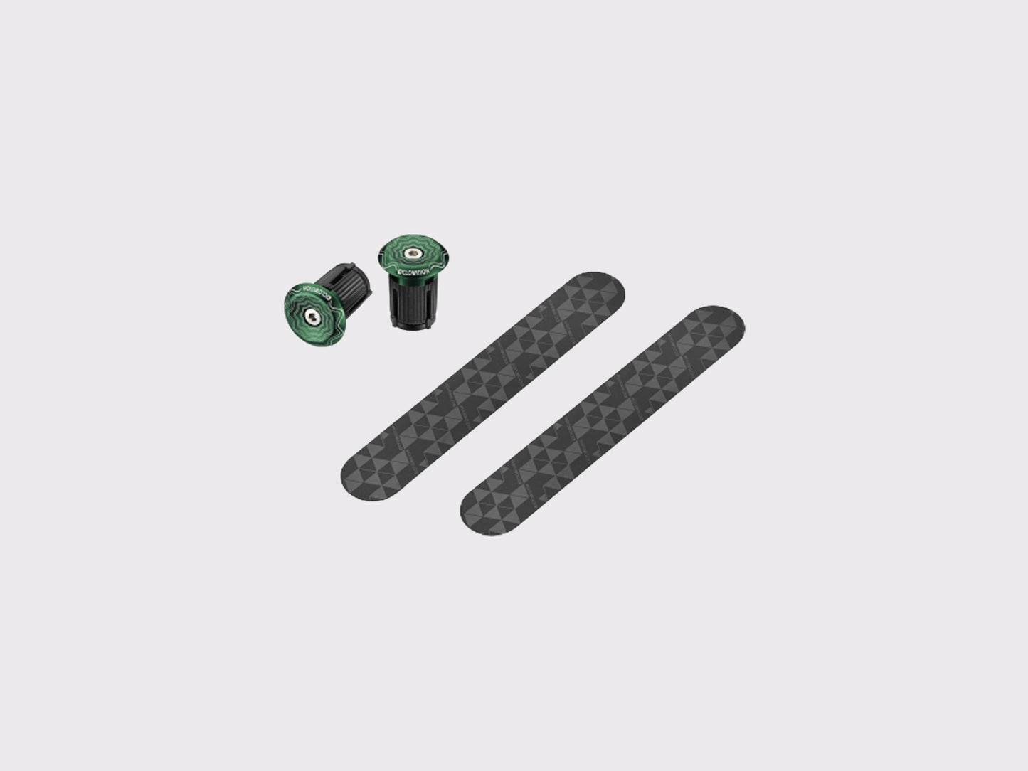 Paire d'embouts de guidon mécaniques à visser et bandes adhésives texturées de finition (Geom Green)
