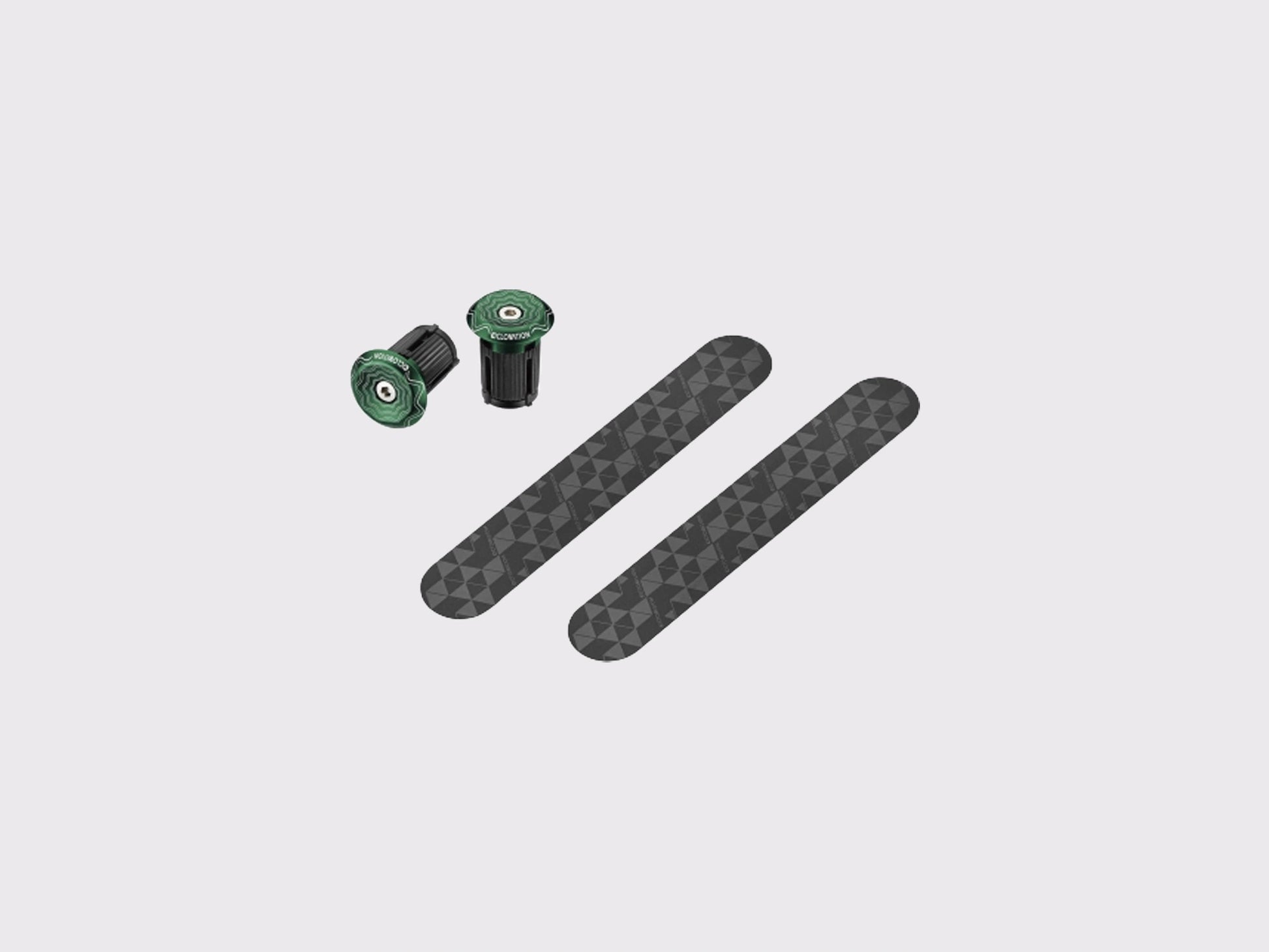 Paire d'embouts de guidon mécaniques à visser et bandes adhésives texturées de finition (Geom Green)