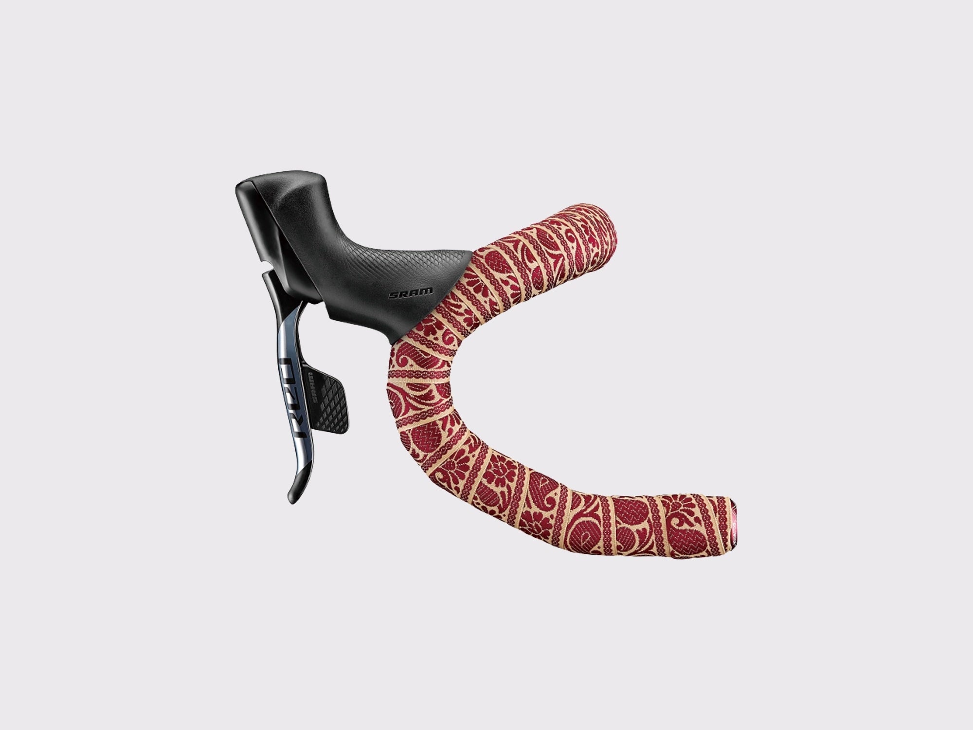 Ruban de cintre à motifs organiques pour vélo de route et gravel monté sur cintre avec manette SRAM Red (Whale Red)
