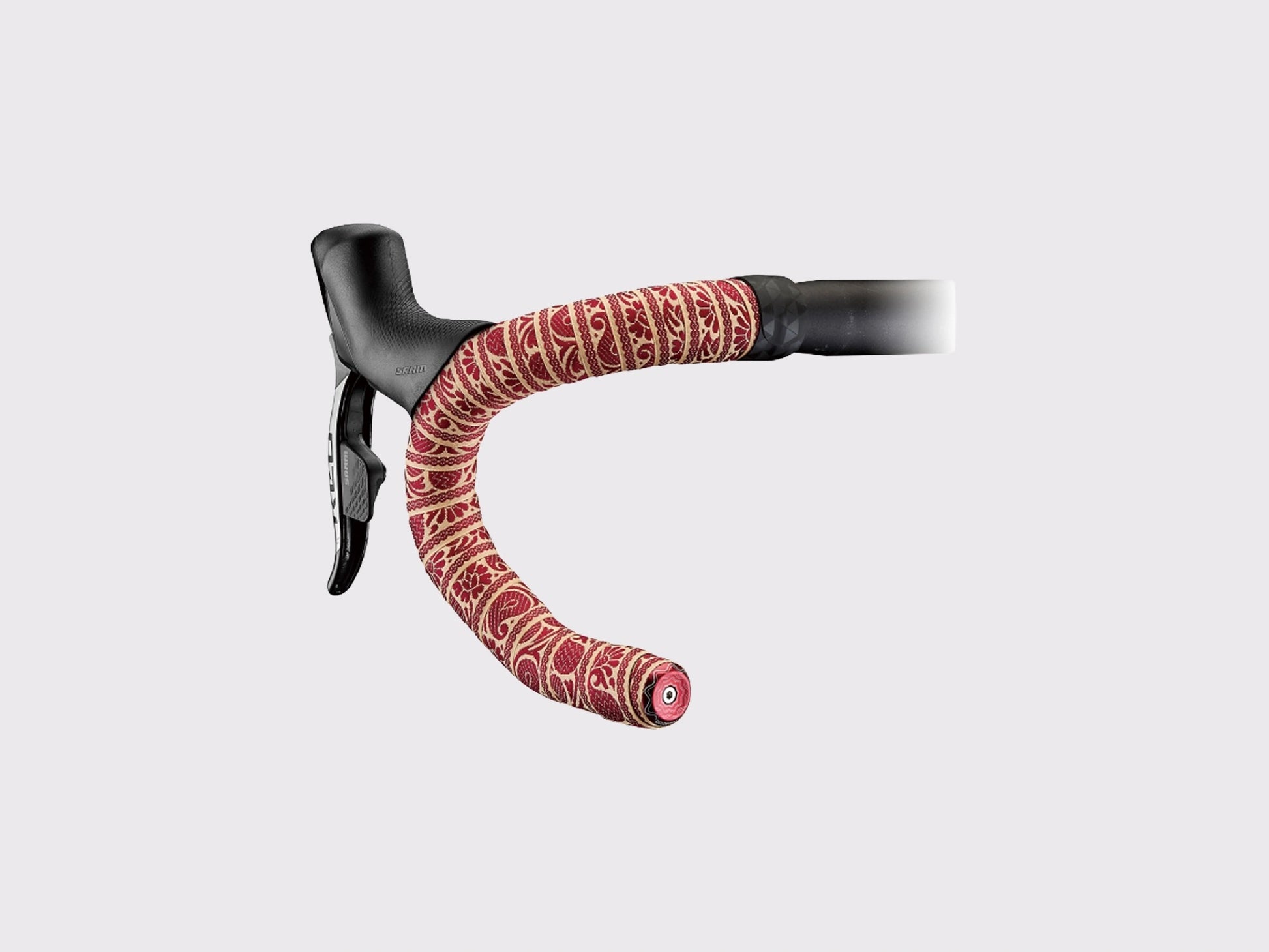Vue supérieure d'un enroulement de guidoline amortissante avec embout de cintre expansible en aluminium (Whale Red)