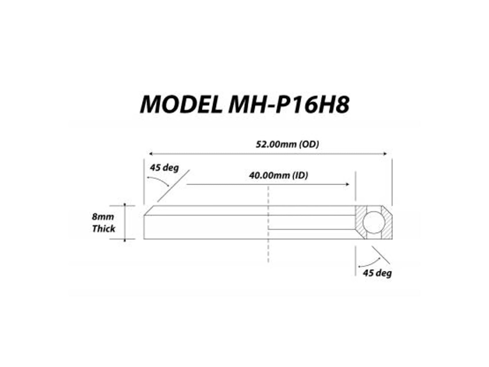 CYKL lower headset bearing MH-P16H8 52×40×7mm