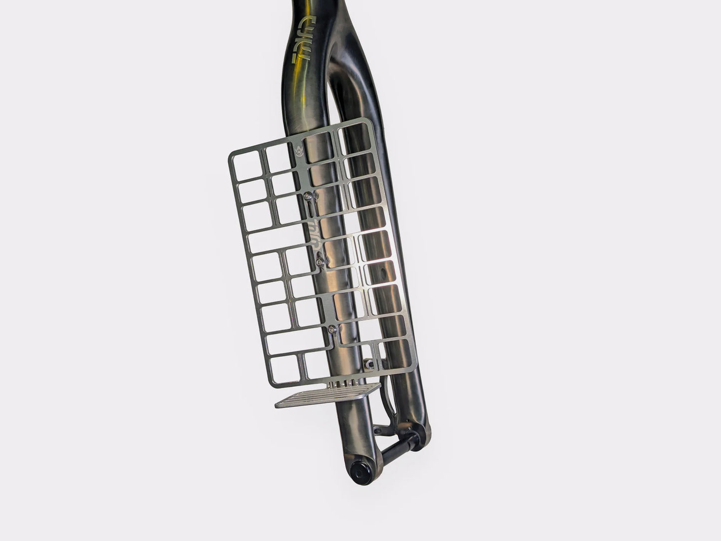 Porte-bagages de fourche titane CYKL MOLLE – vue latérale, fixation multiple, compatibilité bikepacking