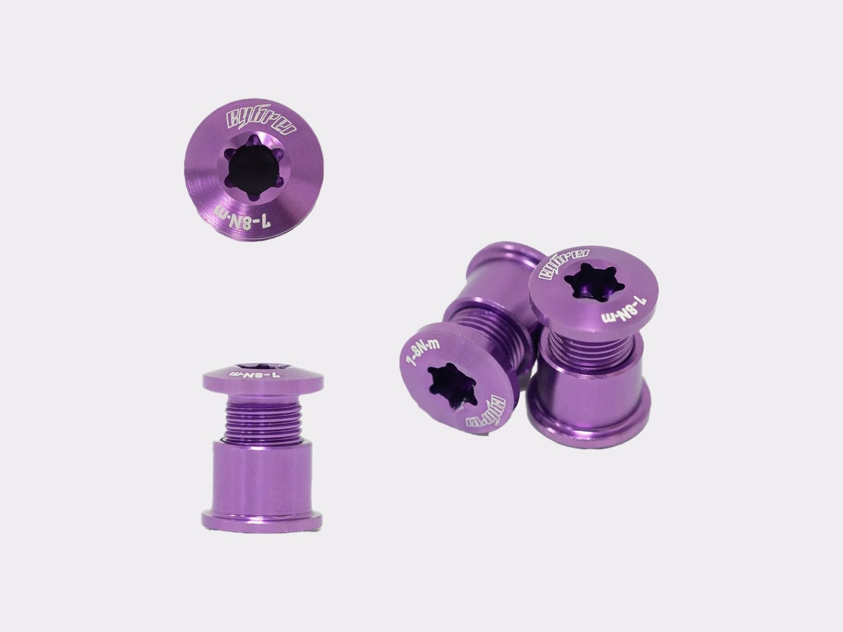 Kit de visserie couleur violet Cybrei pour mono et double plateau chez CYKL