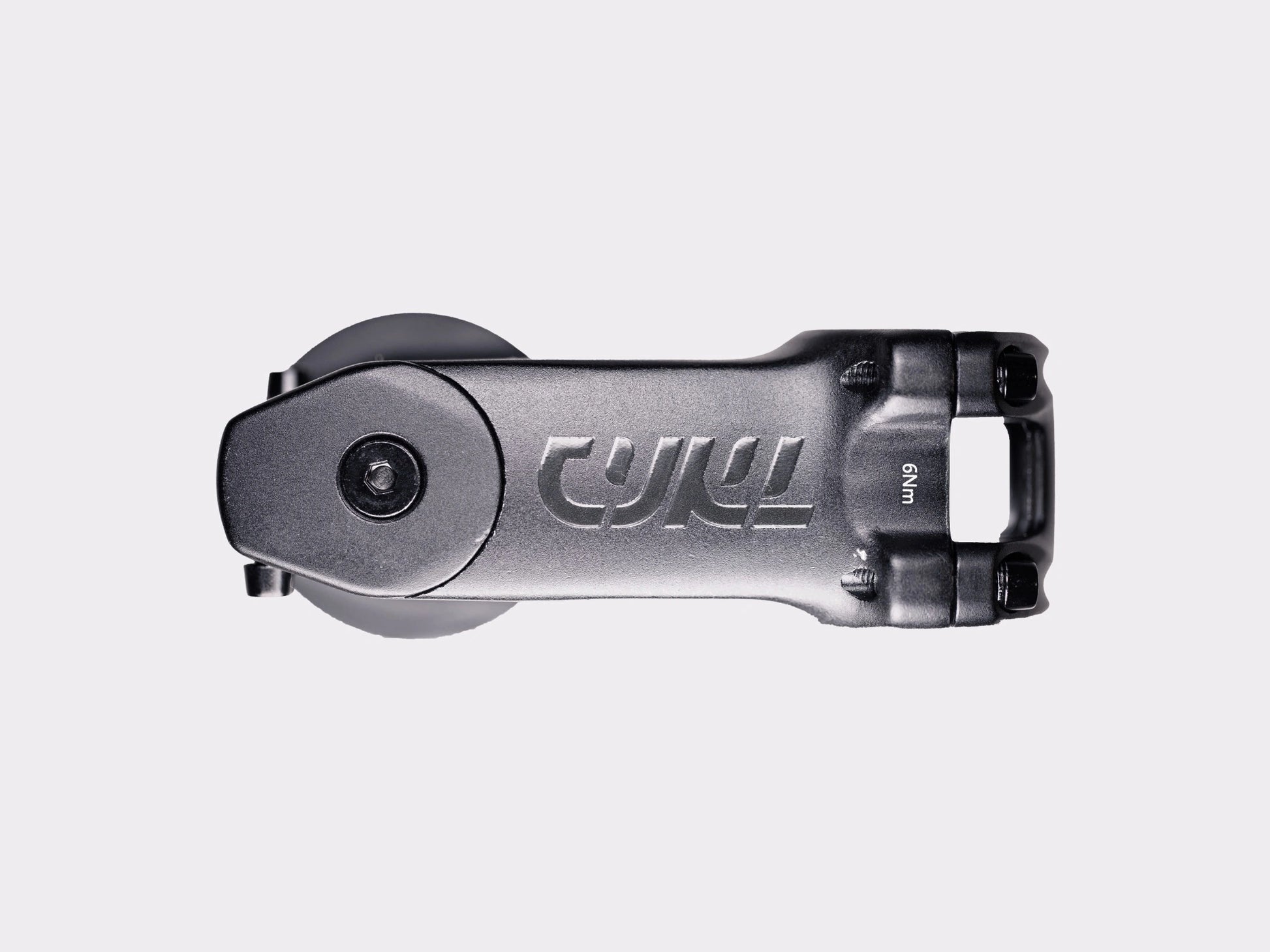 Vue supérieure de la potence CYKL, affichant son profil épuré, son bouchon de direction intégré et son mécanisme de serrage sur le pivot de fourche.