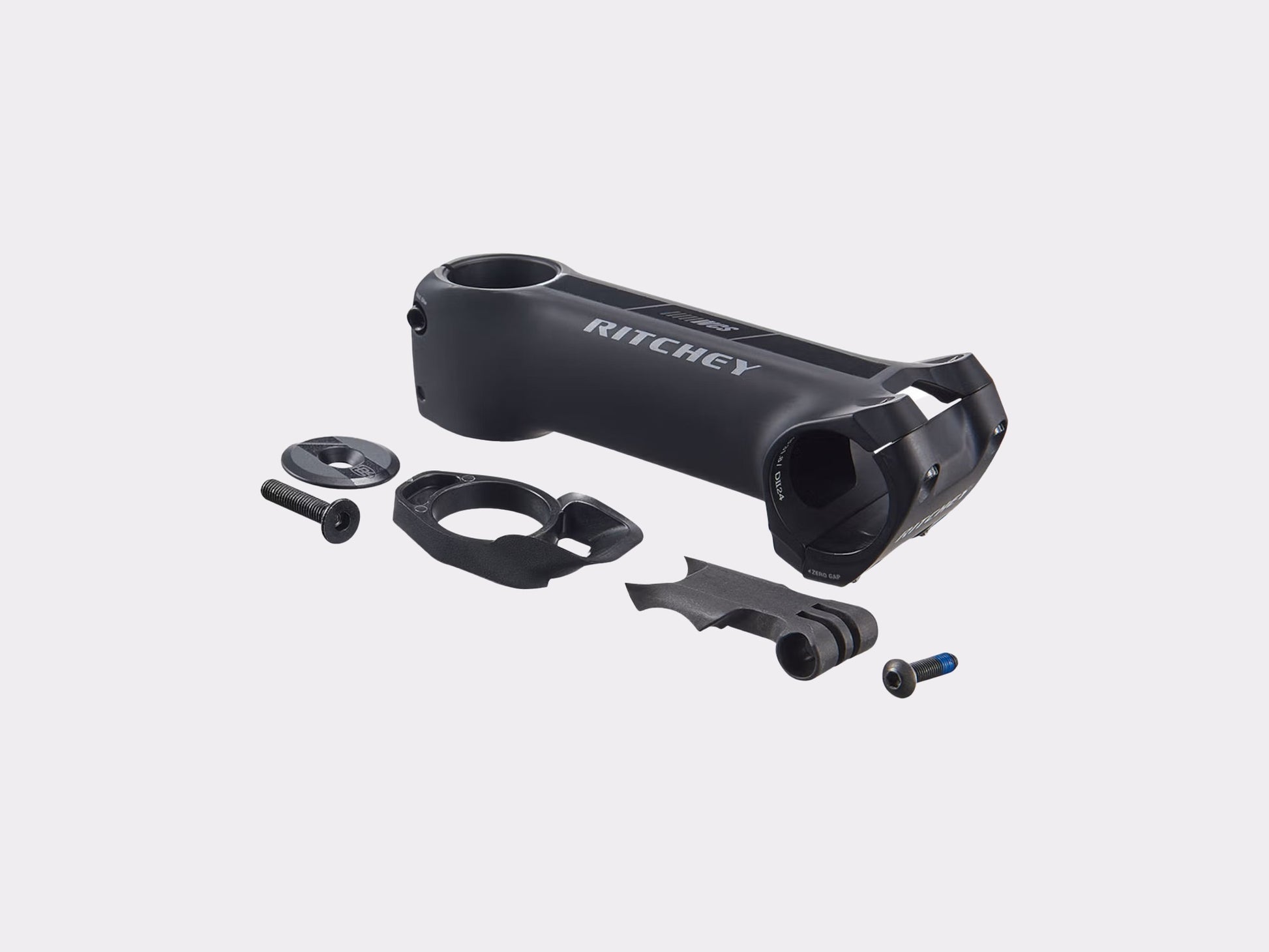 Potence Ritchey WCS Switch et ses pièces incluses - couvercle de compression et support accessoires