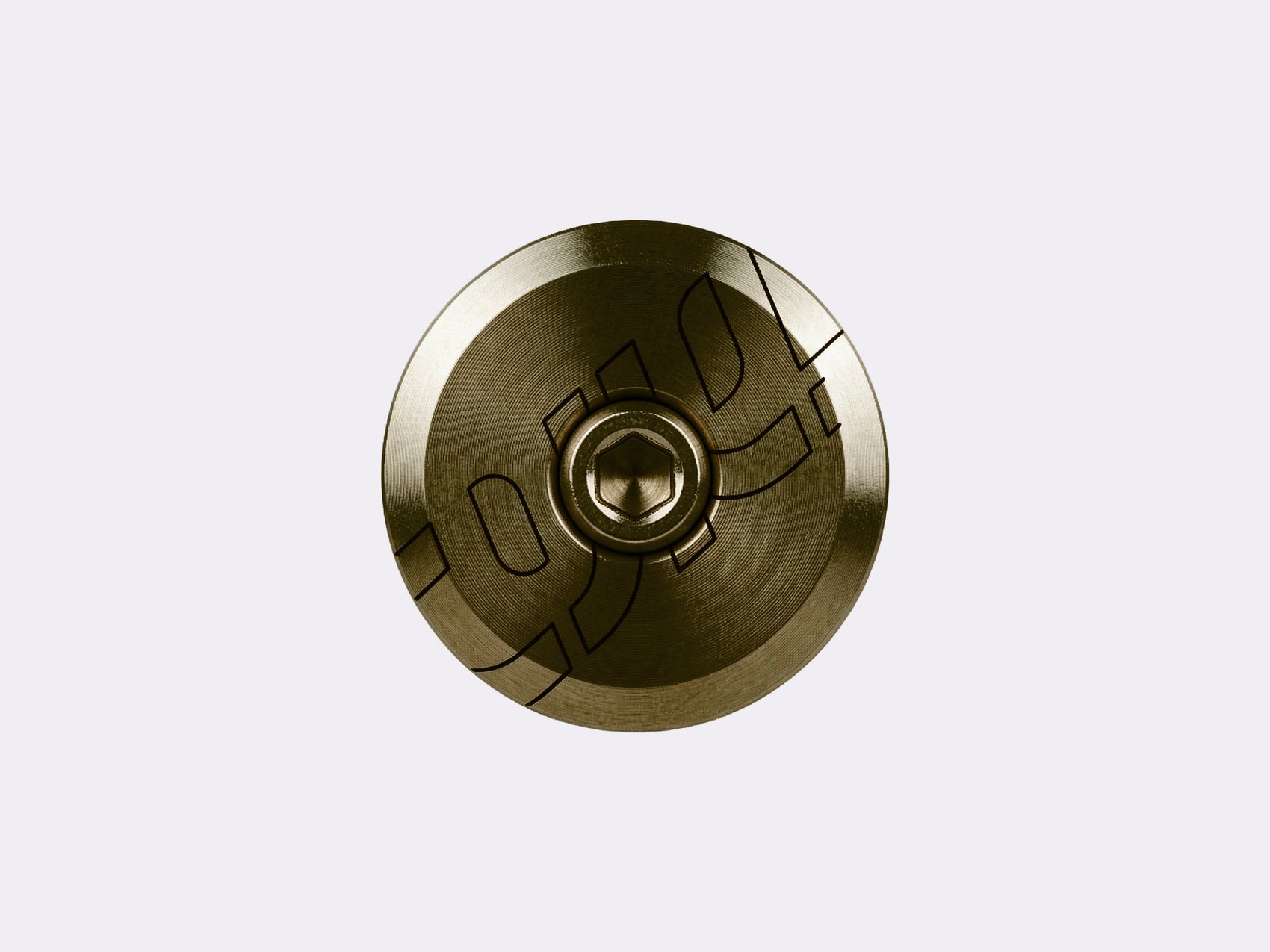 Vue de face du kit bouchon de potence CYKL en titane anodisé bronze incluant le top cap et la vis de compression. (Bronze)