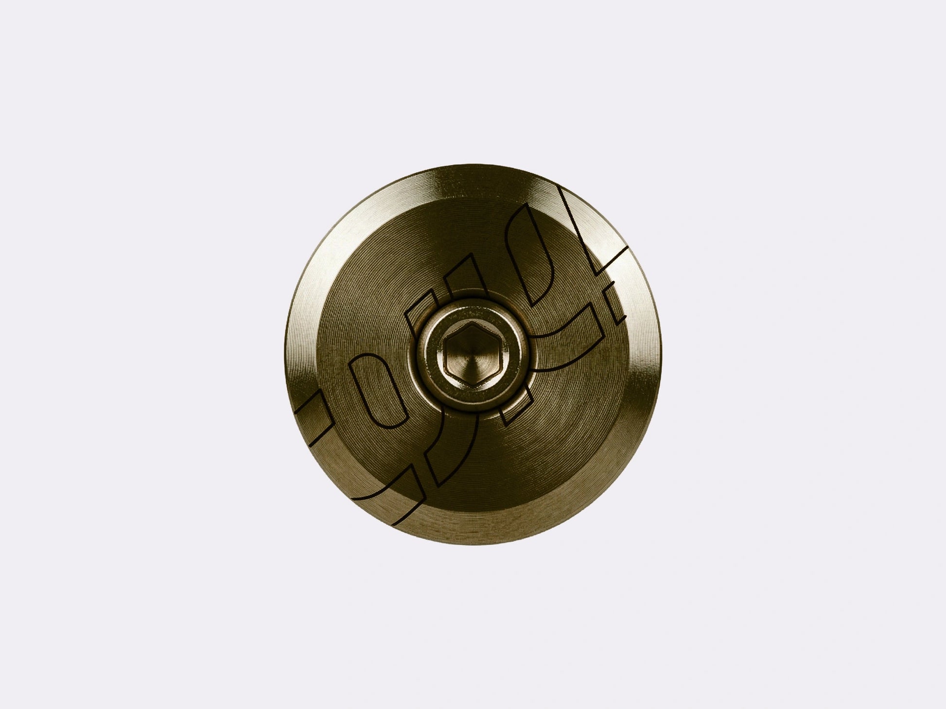 Vue de face du kit bouchon de potence CYKL en titane anodisé bronze incluant le top cap et la vis de compression. (Bronze)