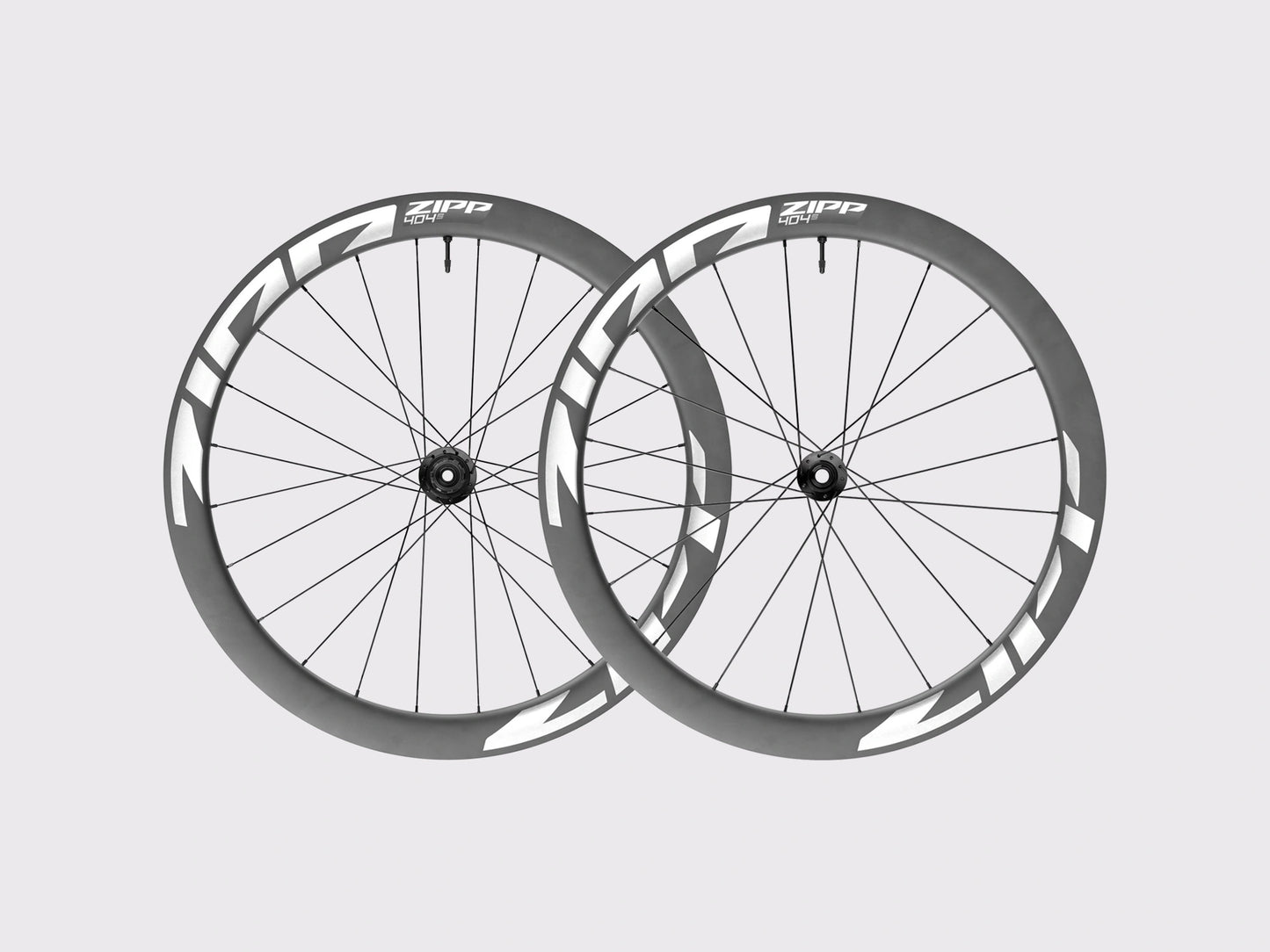 Paire de roues carbone aéro Zipp 404 S Tubeless Disc avec marquage blanc. (Blanc)