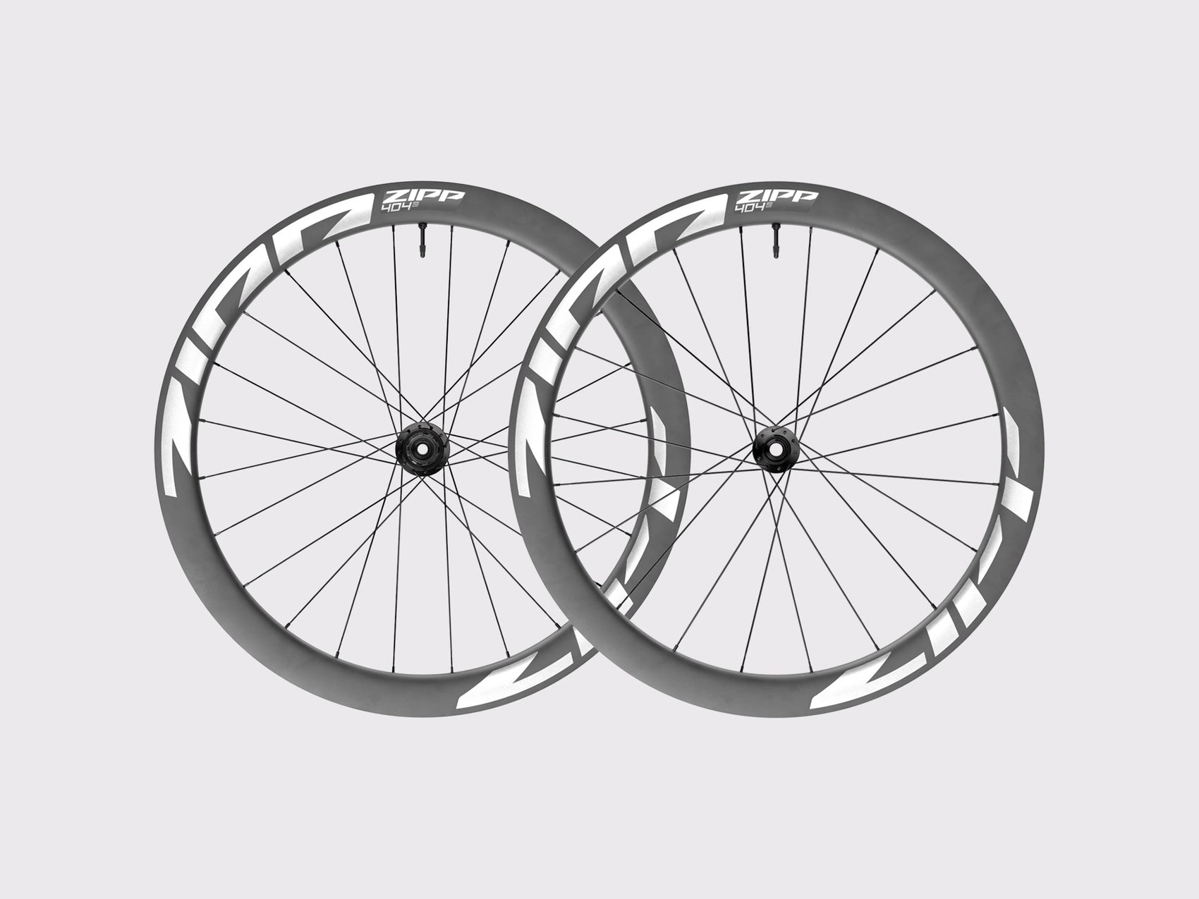 Paire de roues carbone aéro Zipp 404 S Tubeless Disc avec marquage blanc. (Blanc)