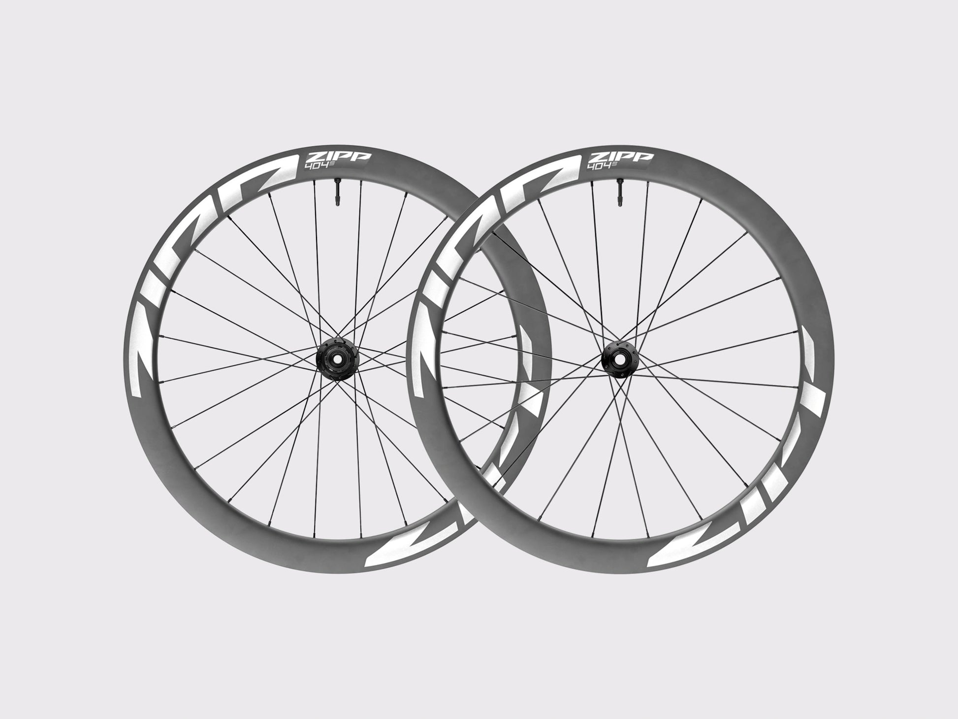 Paire de roues carbone aéro Zipp 404 S Tubeless Disc avec marquage blanc. (Blanc)