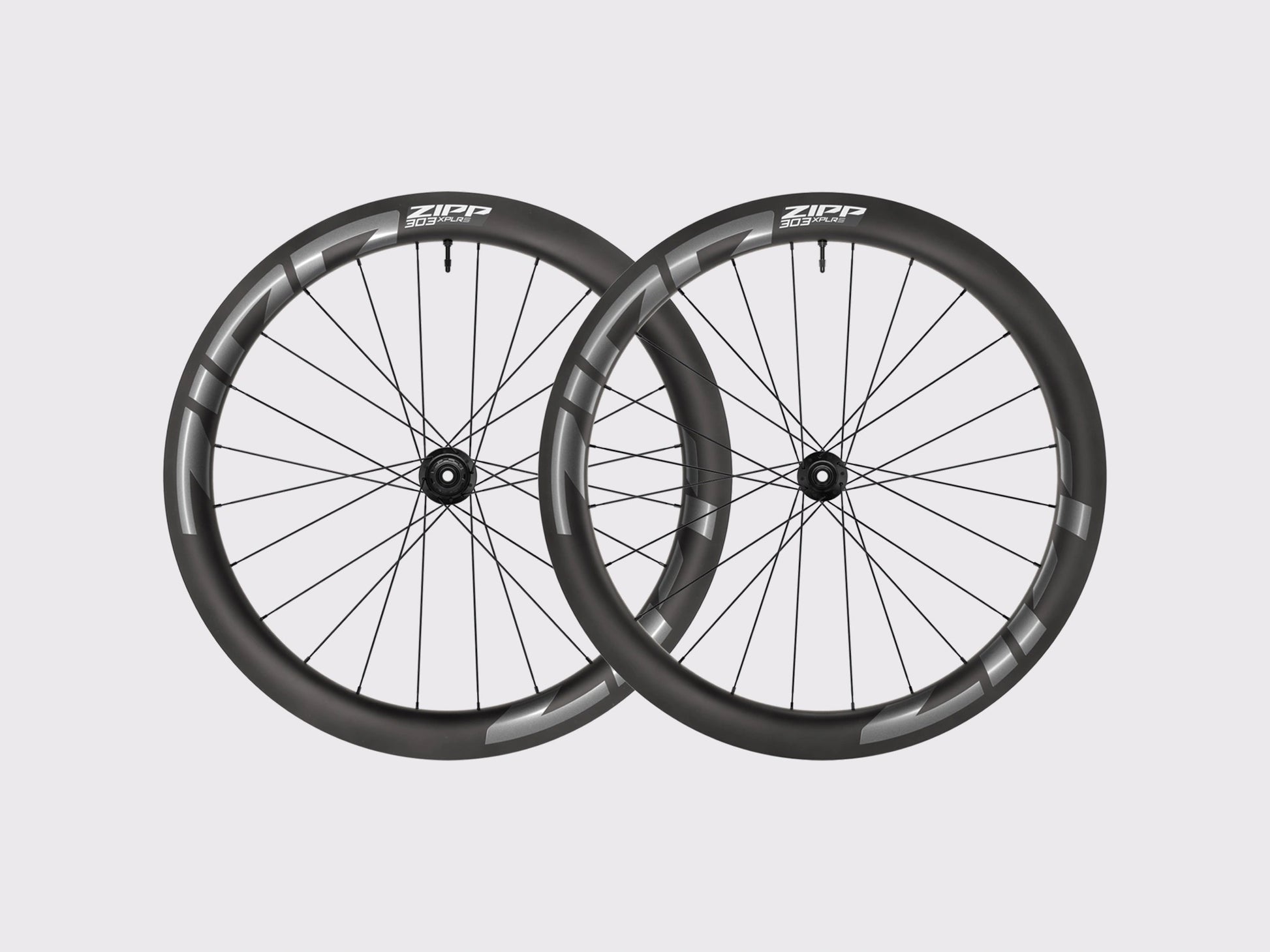 Paire de roues gravel carbone Zipp 303 XPLR S avec logos gris. (Gris)