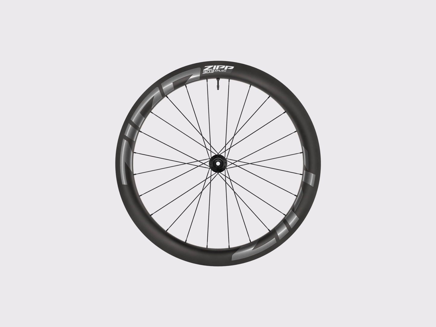 Roue avant gravel carbone Zipp 303 XPLR S profil 54 mm logos gris. (Gris)