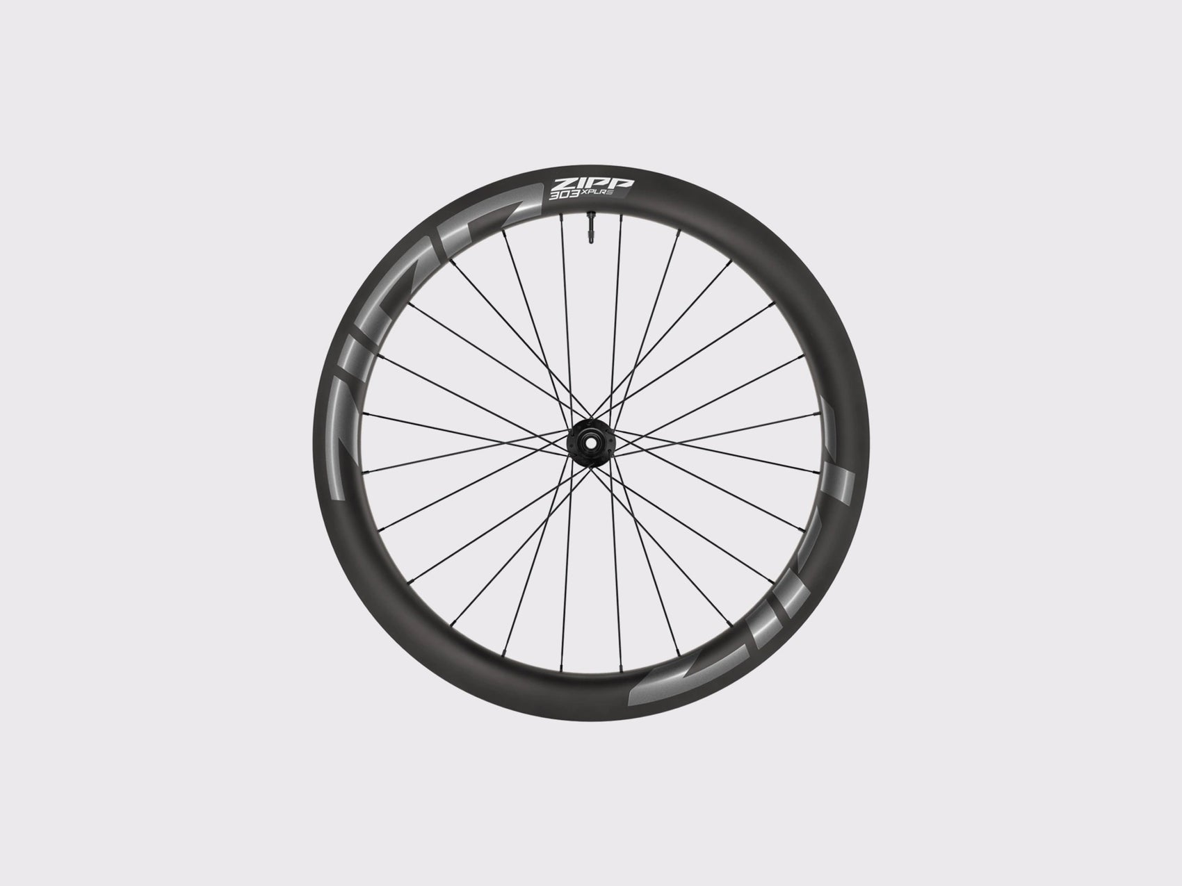 Roue avant gravel carbone Zipp 303 XPLR S profil 54 mm logos gris. (Gris)