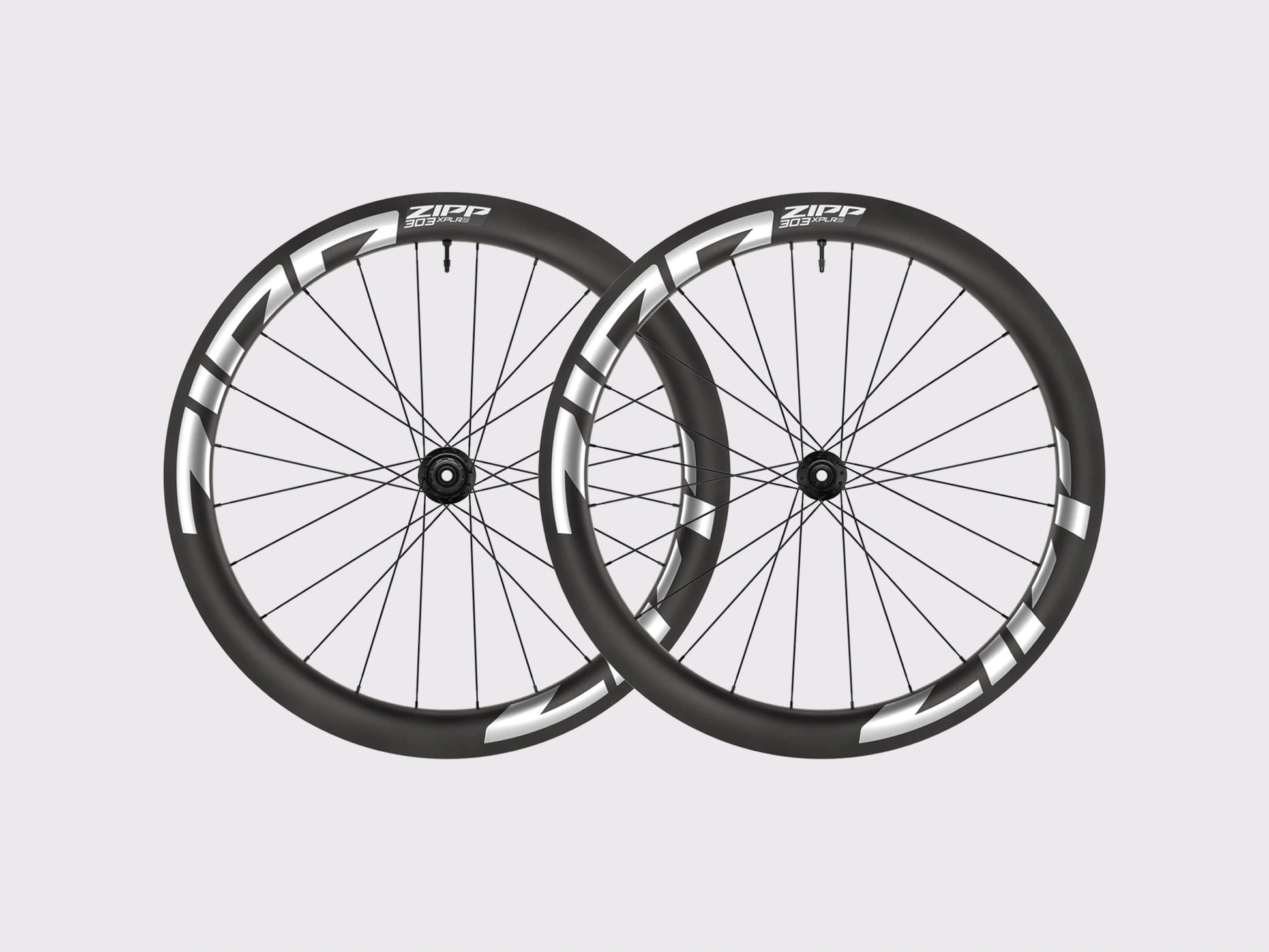 Paire de roues gravel carbone Zipp 303 XPLR S avec logos blancs. (Blanc)
