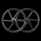 Paire de roues Elitewheels Velo Six II Disc à bâtons carbone, vue de face, roues route triathlon