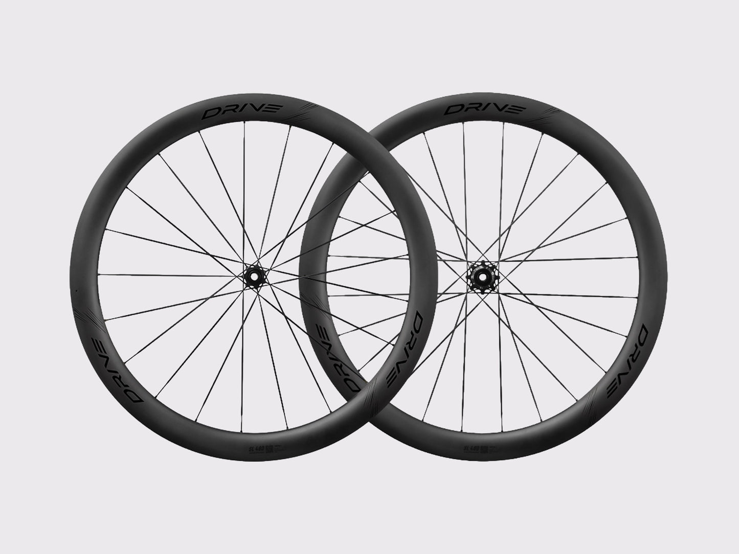 Paire de roues carbone vélo de route Elitewheels Drive SL 48D Disc décalcomanie noir (Noir)