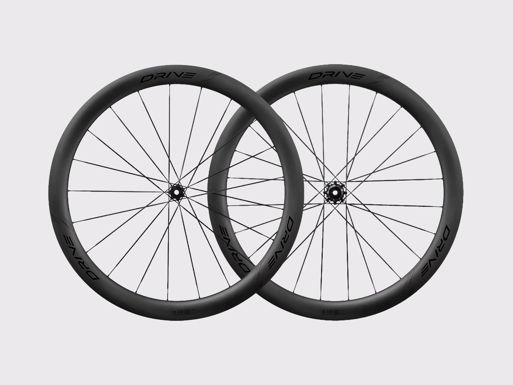 Paire de roues carbone vélo de route Elitewheels Drive SL 48D Disc décalcomanie noir (Noir)