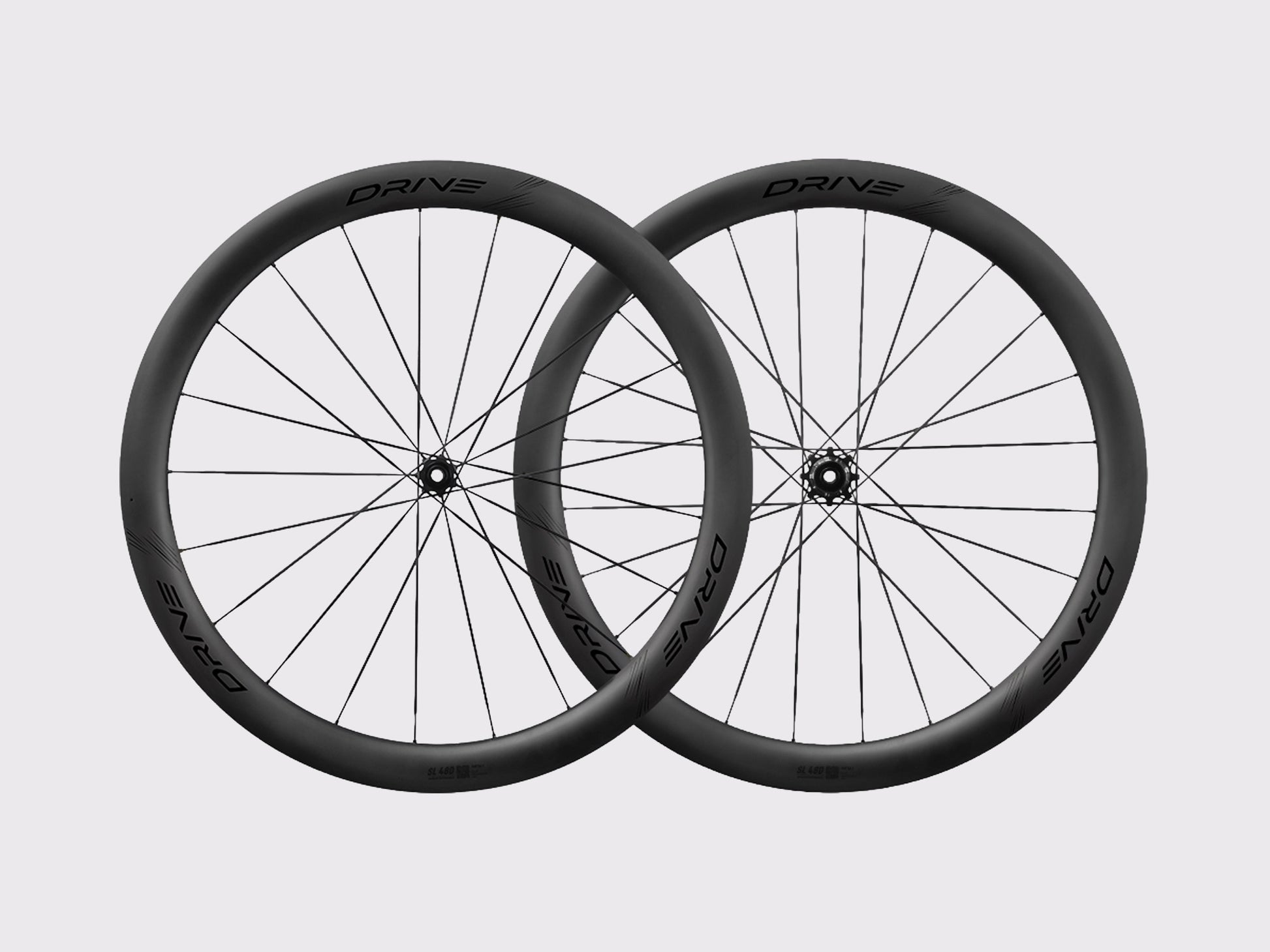 Paire de roues carbone vélo de route Elitewheels Drive SL 48D Disc décalcomanie noir (Noir)