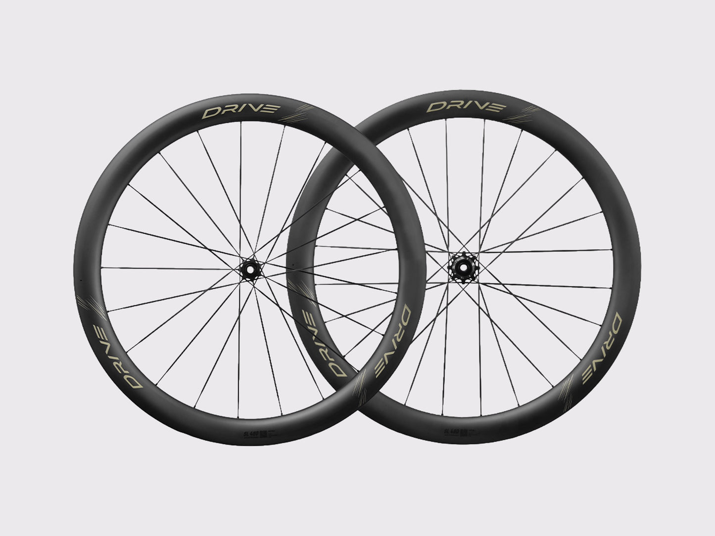 Paire de roues carbone vélo de route Elitewheels Drive SL 48D Disc décalcomanie or (Or)