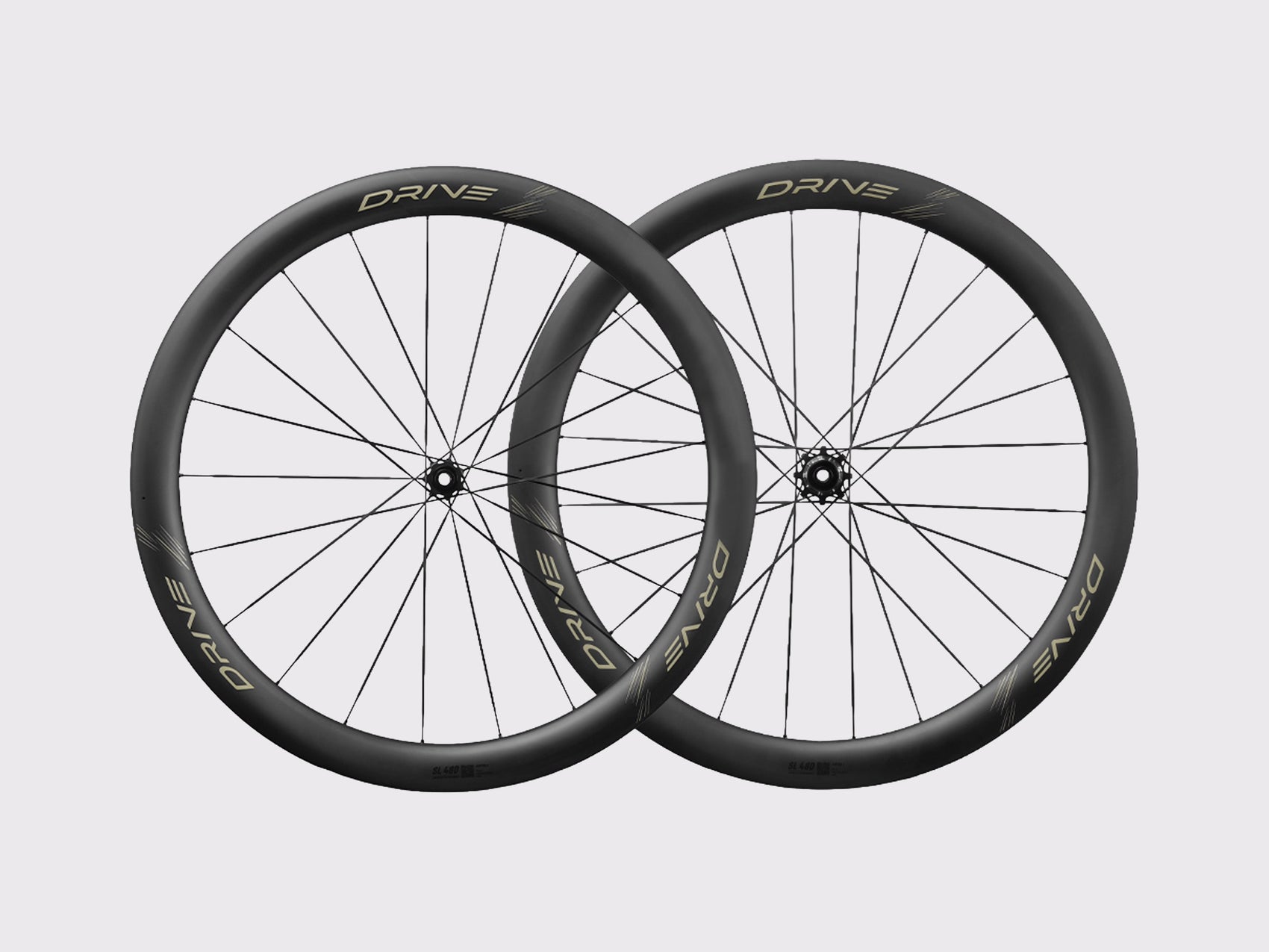 Paire de roues carbone vélo de route Elitewheels Drive SL 48D Disc décalcomanie or (Or)