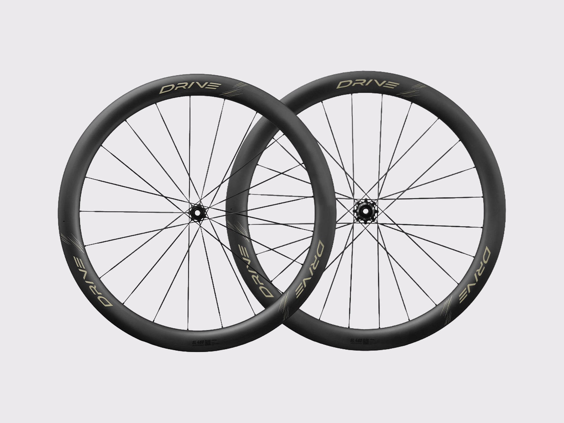 Paire de roues carbone vélo de route Elitewheels Drive SL 48D Disc décalcomanie or (Or)