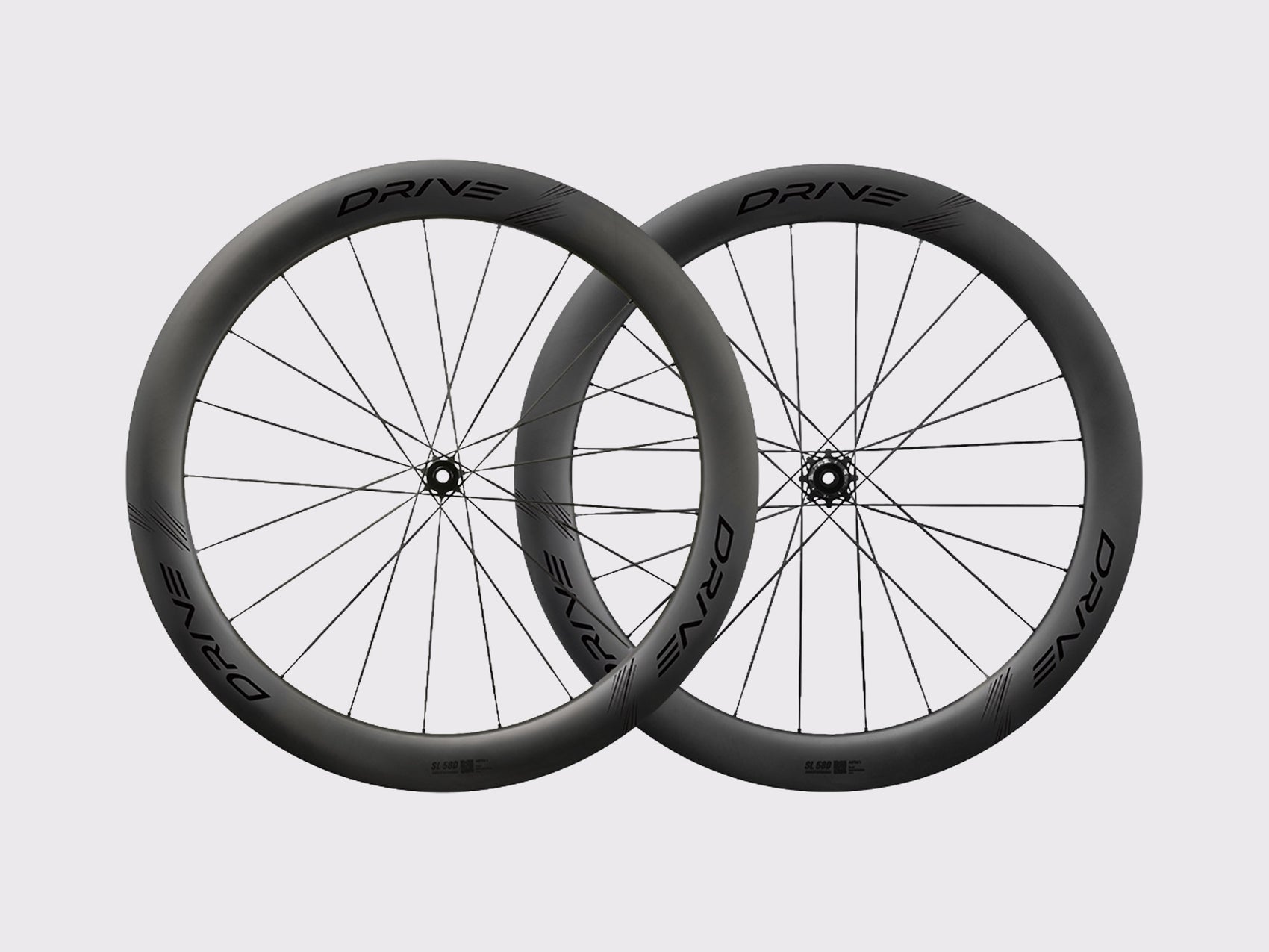 Paire de roues carbone vélo de route Elitewheels Drive SL 58D Disc décalcomanie noir (Noir)