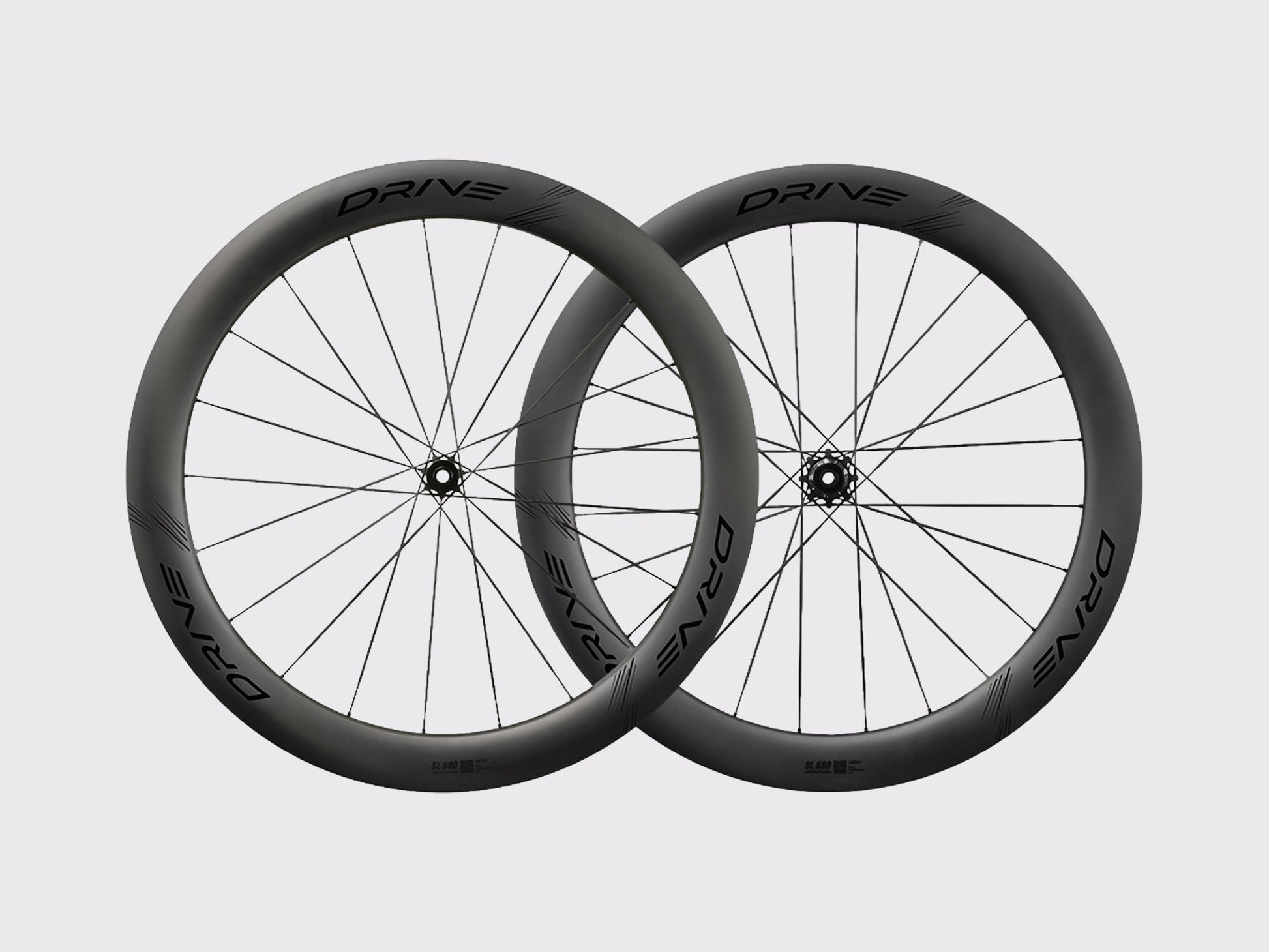 Paire de roues carbone vélo de route Elitewheels Drive SL 58D Disc décalcomanie noir (Noir)