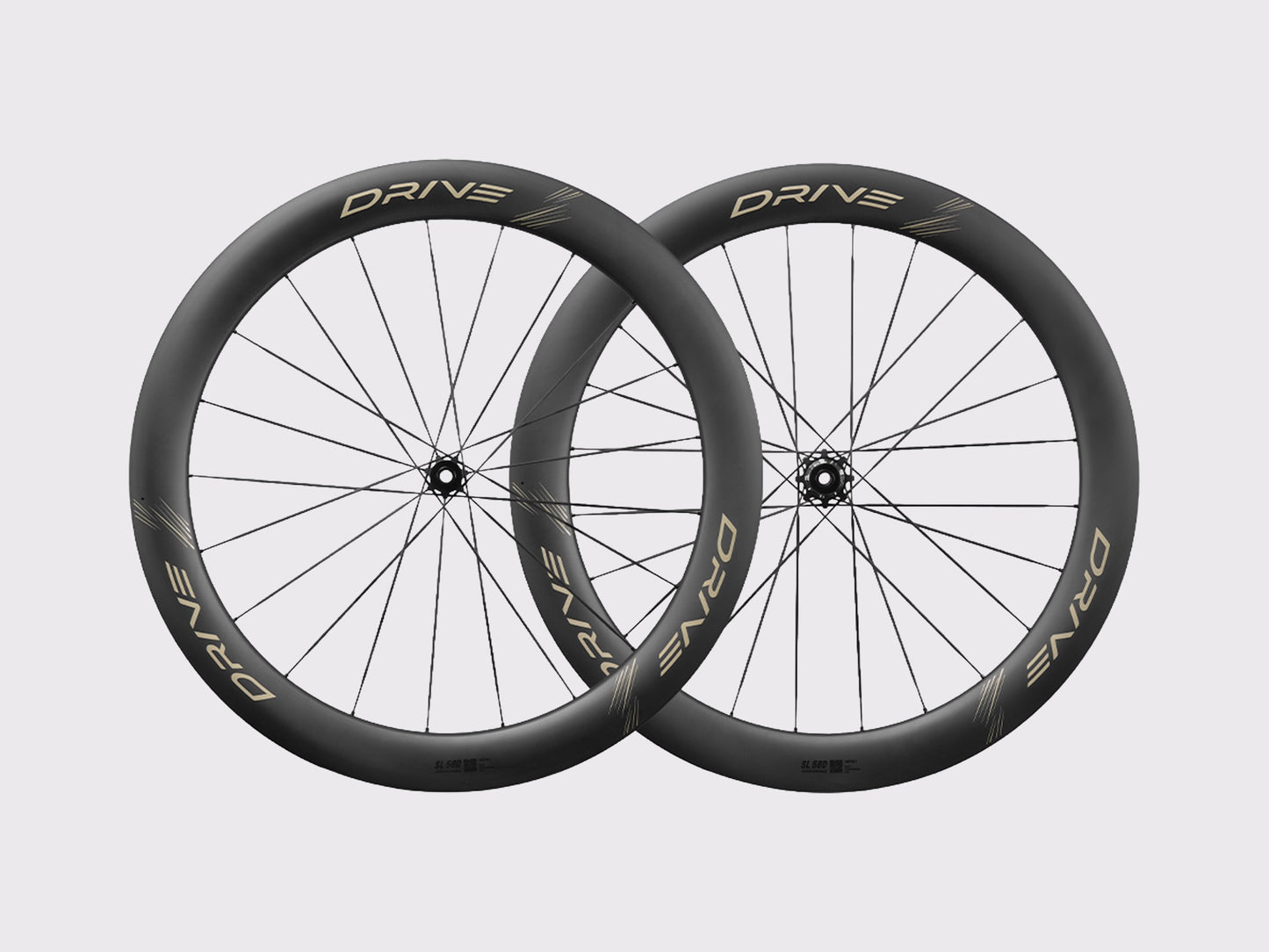 Paire de roues carbone vélo de route Elitewheels Drive SL 58D Disc décalcomanie or (Or)