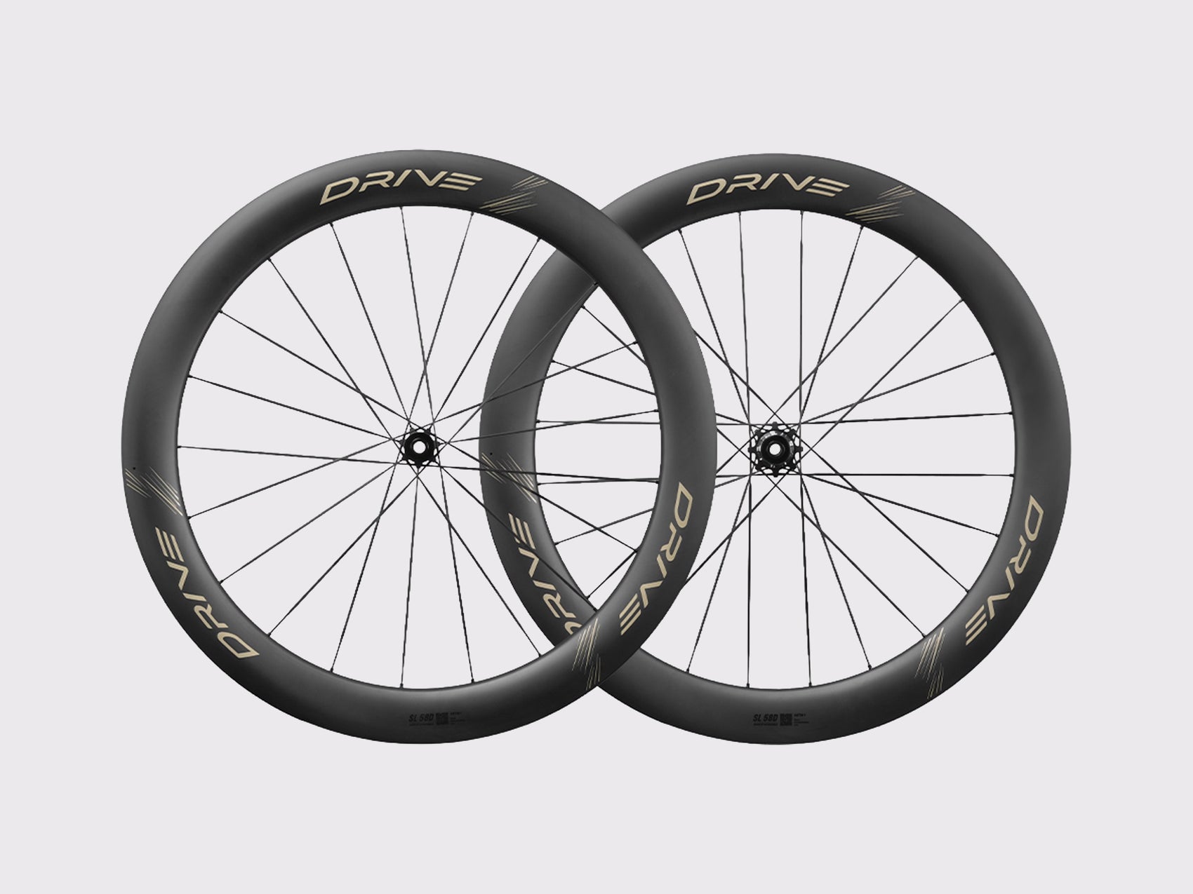 Paire de roues carbone vélo de route Elitewheels Drive SL 58D Disc décalcomanie or (Or)