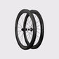 Paire de roues carbone route à disque Elitewheels Drive SL 58 mm vue en trois quarts (Or)