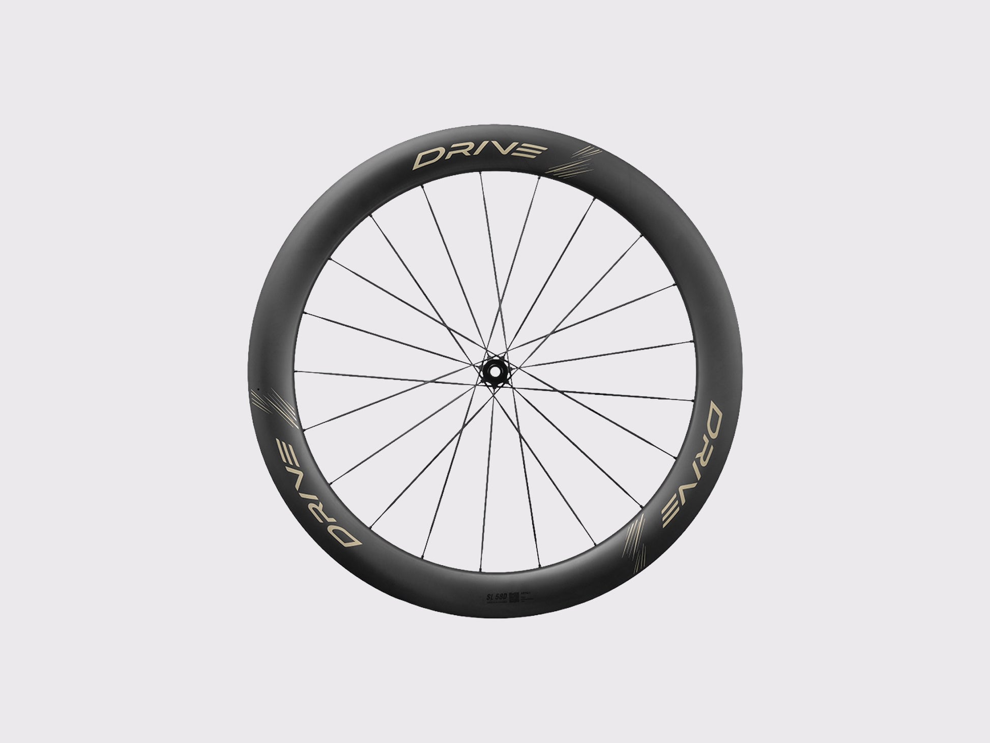Roue avant carbone Elitewheels Drive SL 58D Disc avec rayons plats en carbone (Or)