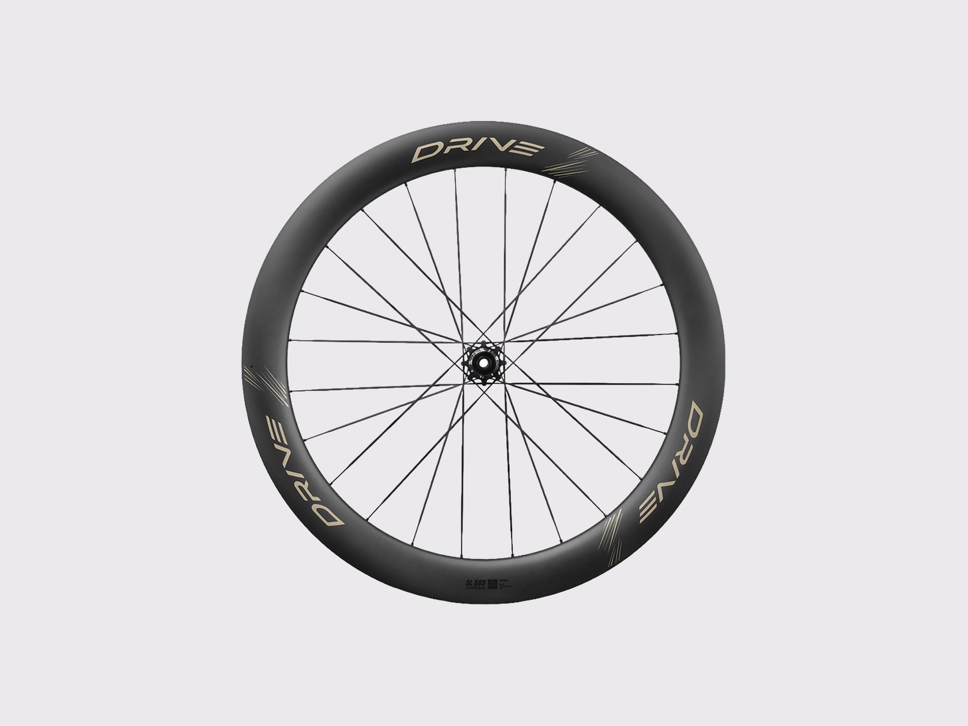 Roue arrière carbone Elitewheels Drive SL 58D Disc avec corps de roue libre titane (Or)